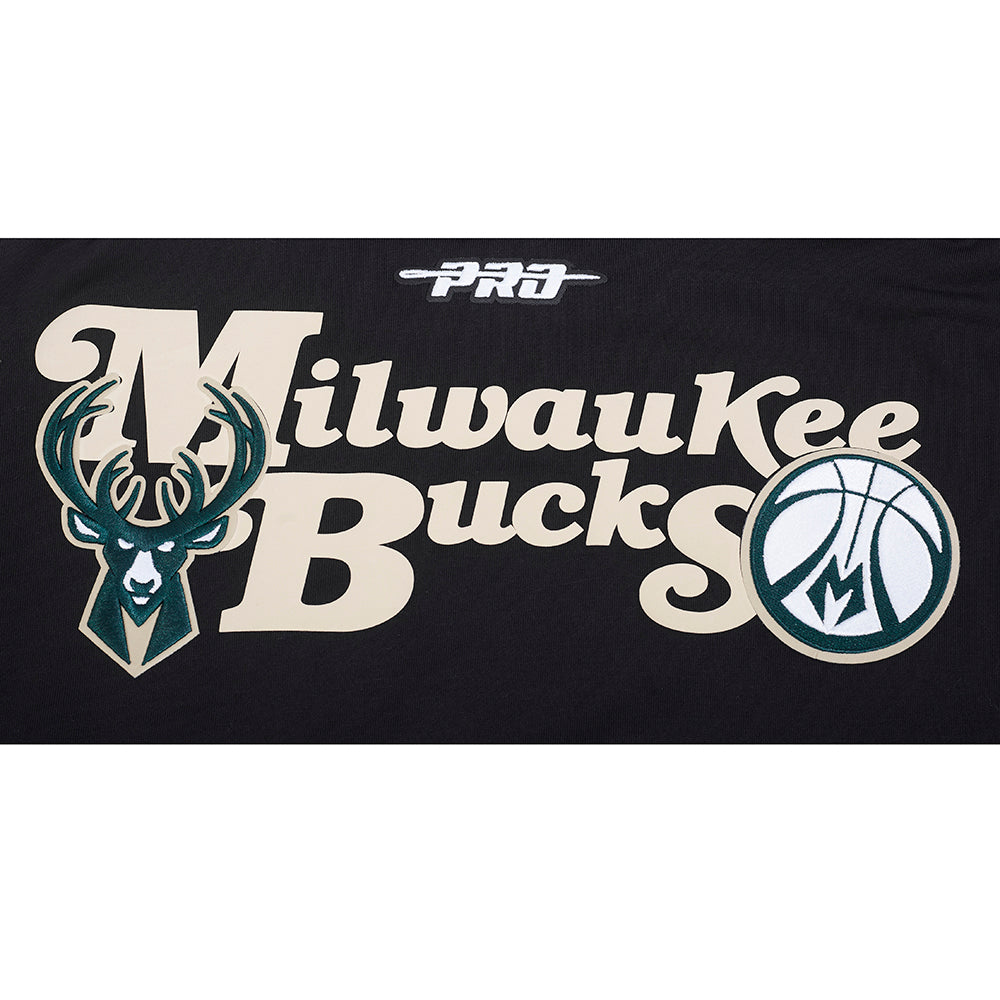 NBA MILWAUKEE BUCKS SOUVENIR MEN'S FLEECE PULLOVER HOODIE (BLACK)