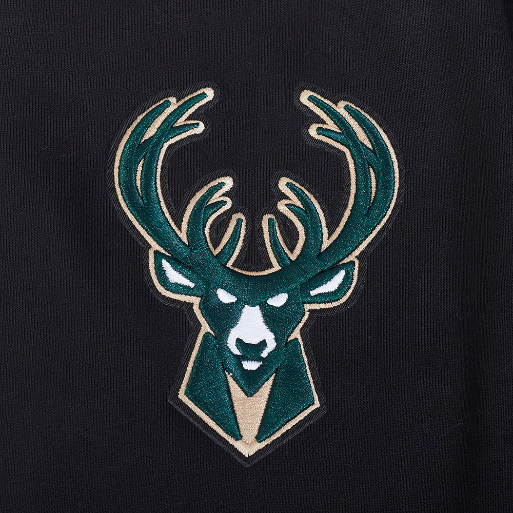 NBA MILWAUKEE BUCKS SOUVENIR MEN'S FLEECE PULLOVER HOODIE (BLACK)