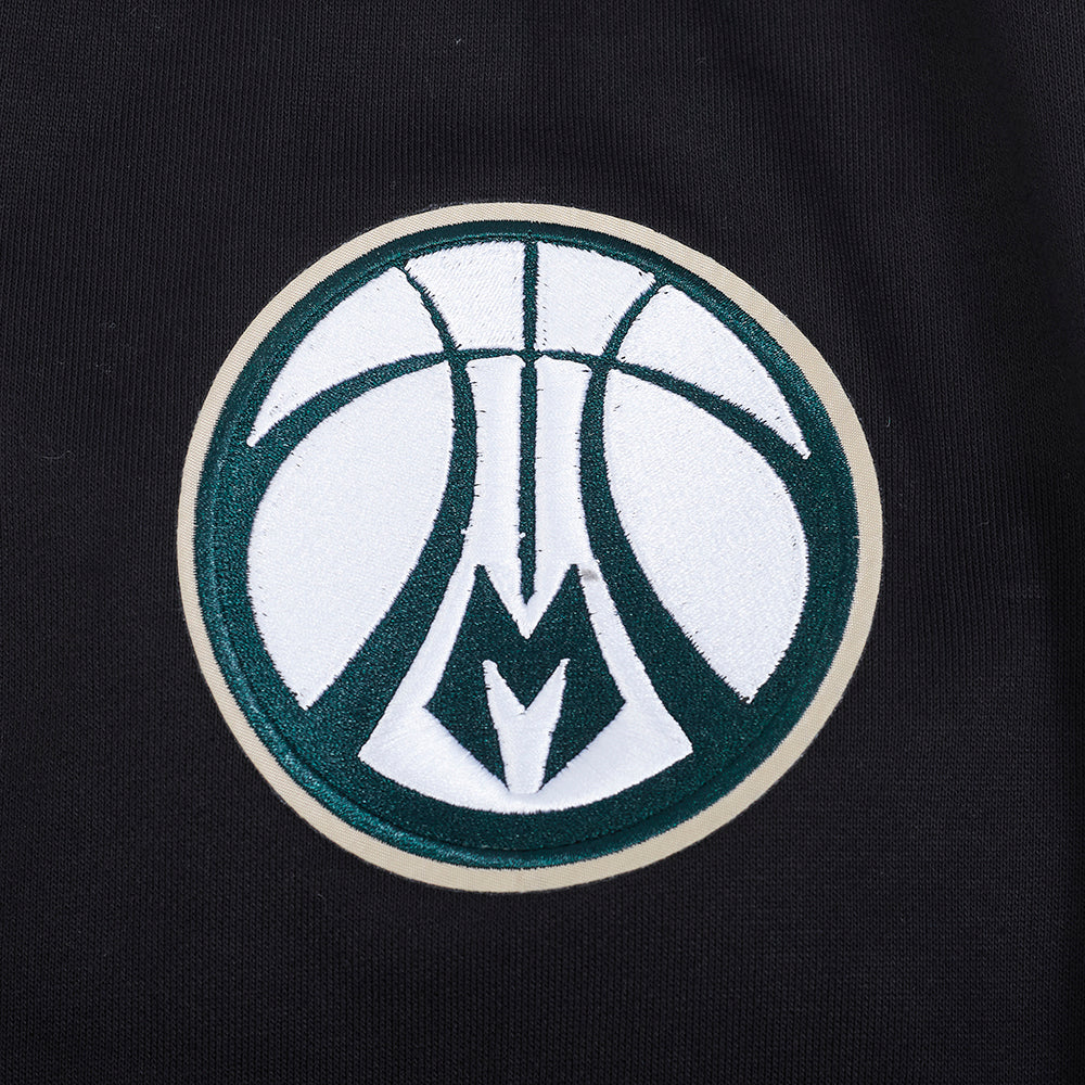 NBA MILWAUKEE BUCKS SOUVENIR MEN'S FLEECE PULLOVER HOODIE (BLACK)