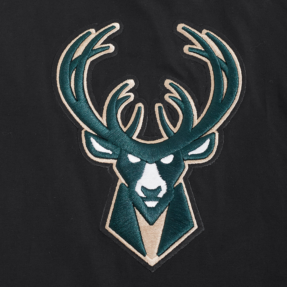 NBA MILWAUKEE BUCKS CLASSIC WIND SUIT CHANDAIL À CAPUCHON TISSÉ À GLISSIÈRE POUR HOMME (NOIR)