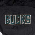 NBA MILWAUKEE BUCKS CLASSIC WIND SUIT CHANDAIL À CAPUCHON TISSÉ À GLISSIÈRE POUR HOMME (NOIR)