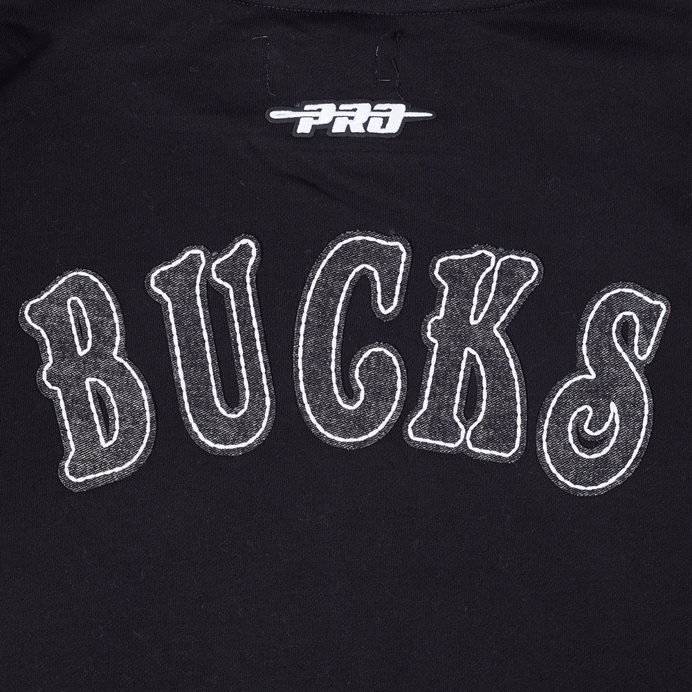 NBA MILWAUKEE BUCKS REBEL ATHLETICS MEN'S FLC PO HOODIE (BLACK)