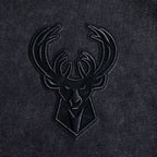 NBA MILWAUKEE BUCKS WASHED CLASSIC MEN'S ENZYME WASH DROP SHOULDER FT PO HOODIE (WASHED BLACK)