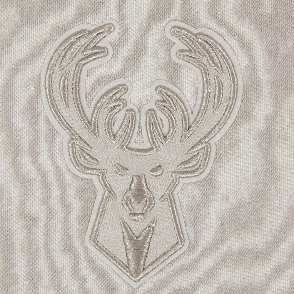 NBA MILWAUKEE BUCKS WASHED CLASSIC CHANDAIL À CAPUCHON EN MOLLETON FRANÇAIS DÉLAVÉ À L'ENZYME À ÉPAULES TOMBANTES POUR HOMME (ARDOISE CHAUDE DÉLAVÉE)