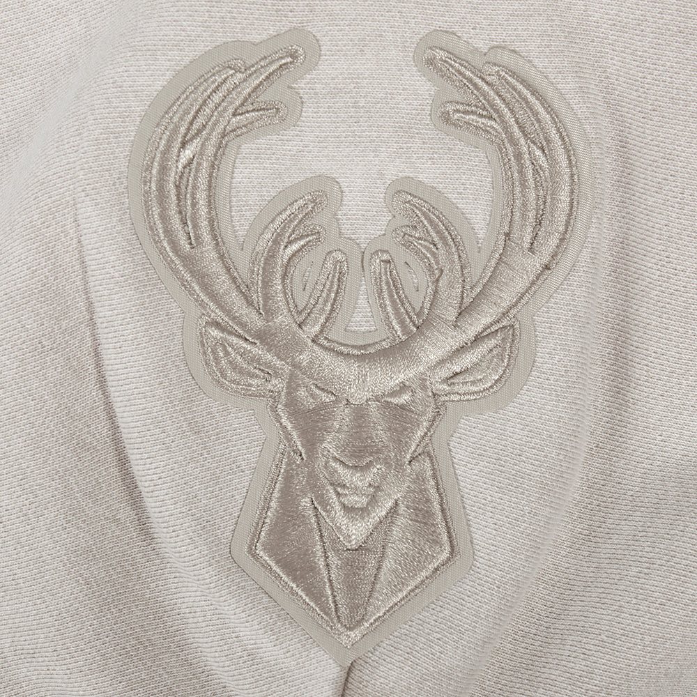 NBA MILWAUKEE BUCKS WASHED CLASSIC CHANDAIL À CAPUCHON EN MOLLETON FRANÇAIS DÉLAVÉ À L'ENZYME À ÉPAULES TOMBANTES POUR HOMME (ARDOISE CHAUDE DÉLAVÉE)