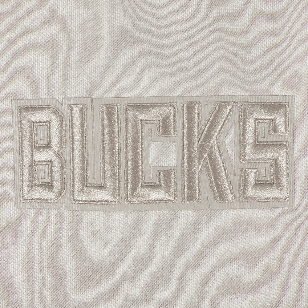 NBA MILWAUKEE BUCKS WASHED CLASSIC CHANDAIL À CAPUCHON EN MOLLETON FRANÇAIS DÉLAVÉ À L'ENZYME À ÉPAULES TOMBANTES POUR HOMME (ARDOISE CHAUDE DÉLAVÉE)
