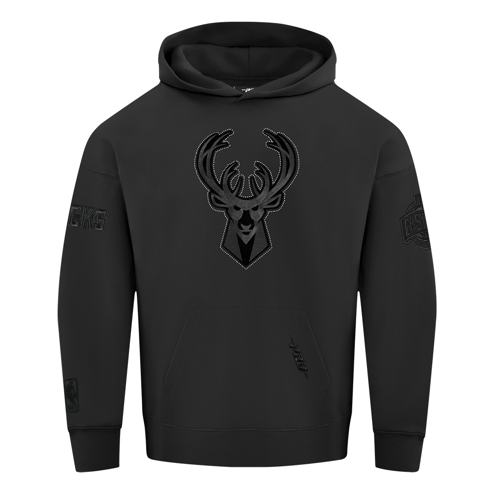 NBA MILWAUKEE BUCKS BLACKOUT CHANDAIL À CAPUCHON EN MOLLETON À ÉPAULES TOMBANTES POUR HOMME (NOIR)