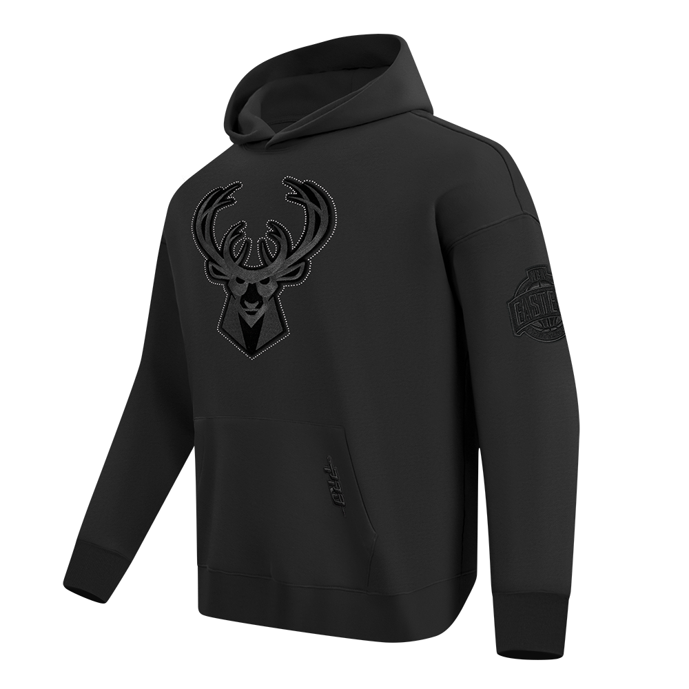 NBA MILWAUKEE BUCKS BLACKOUT CHANDAIL À CAPUCHON EN MOLLETON À ÉPAULES TOMBANTES POUR HOMME (NOIR)