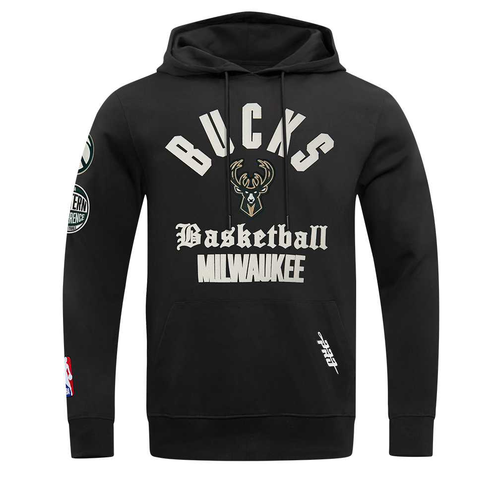NBA MILWAUKEE BUCKS MODERN ORIGINALS MEN'S FLC PO HOODIE (BLACK)