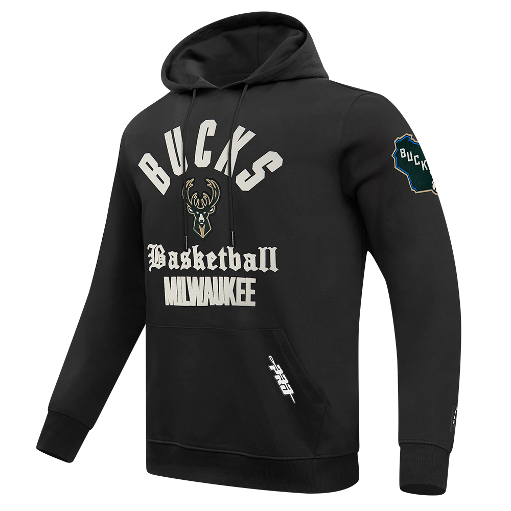 NBA MILWAUKEE BUCKS MODERN ORIGINALS MEN'S FLC PO HOODIE (BLACK)