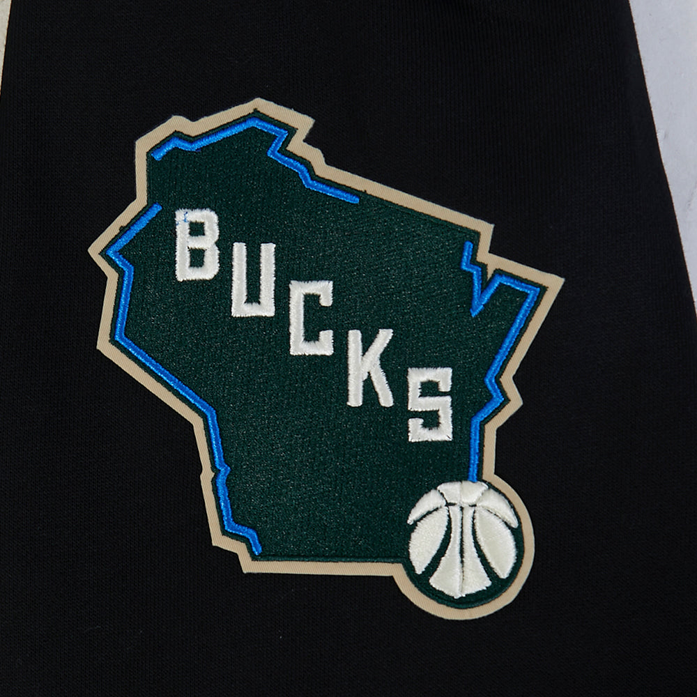 NBA MILWAUKEE BUCKS MODERN ORIGINALS MEN'S FLC PO HOODIE (BLACK)