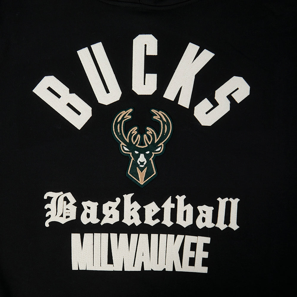 NBA MILWAUKEE BUCKS MODERN ORIGINALS MEN'S FLC PO HOODIE (BLACK)