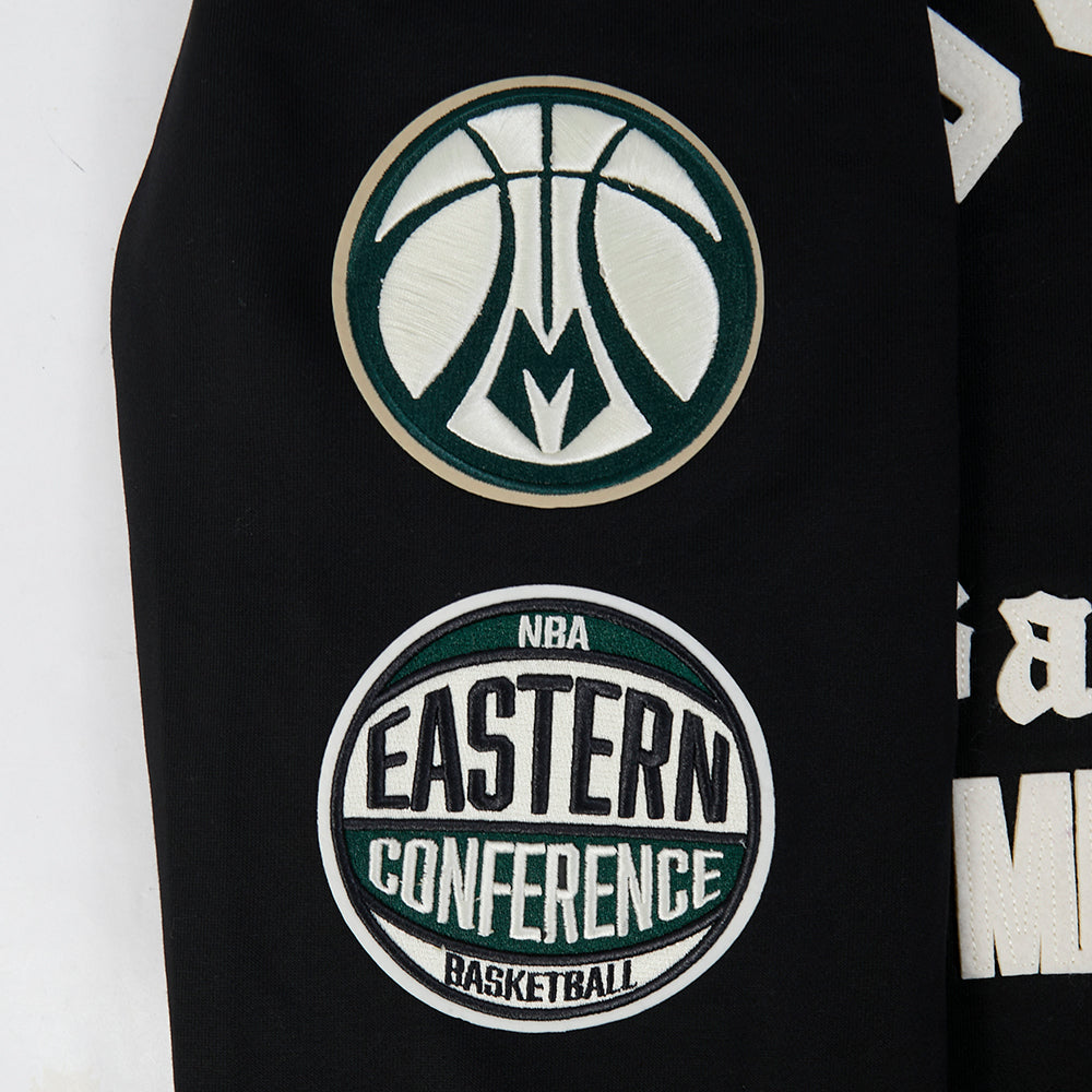 NBA MILWAUKEE BUCKS MODERN ORIGINALS MEN'S FLC PO HOODIE (BLACK)