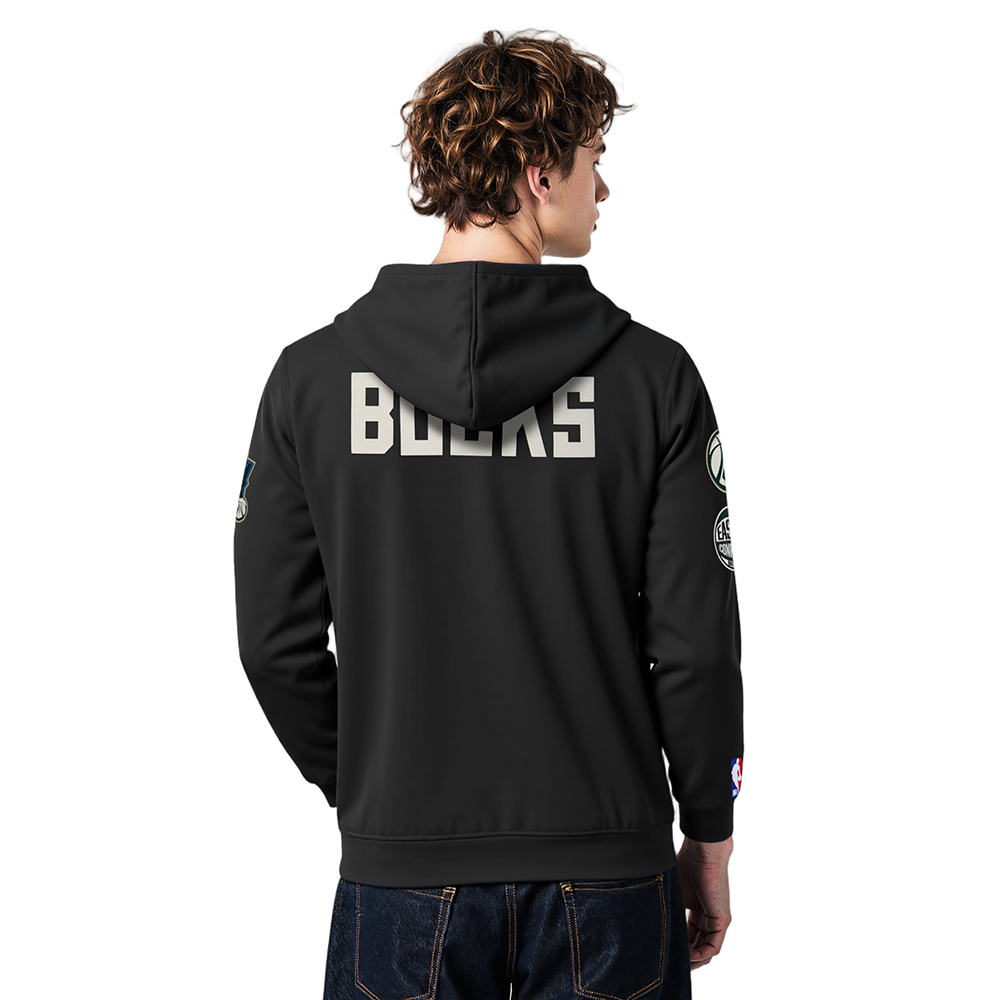 NBA MILWAUKEE BUCKS MODERN ORIGINALS MEN'S FLC PO HOODIE (BLACK)