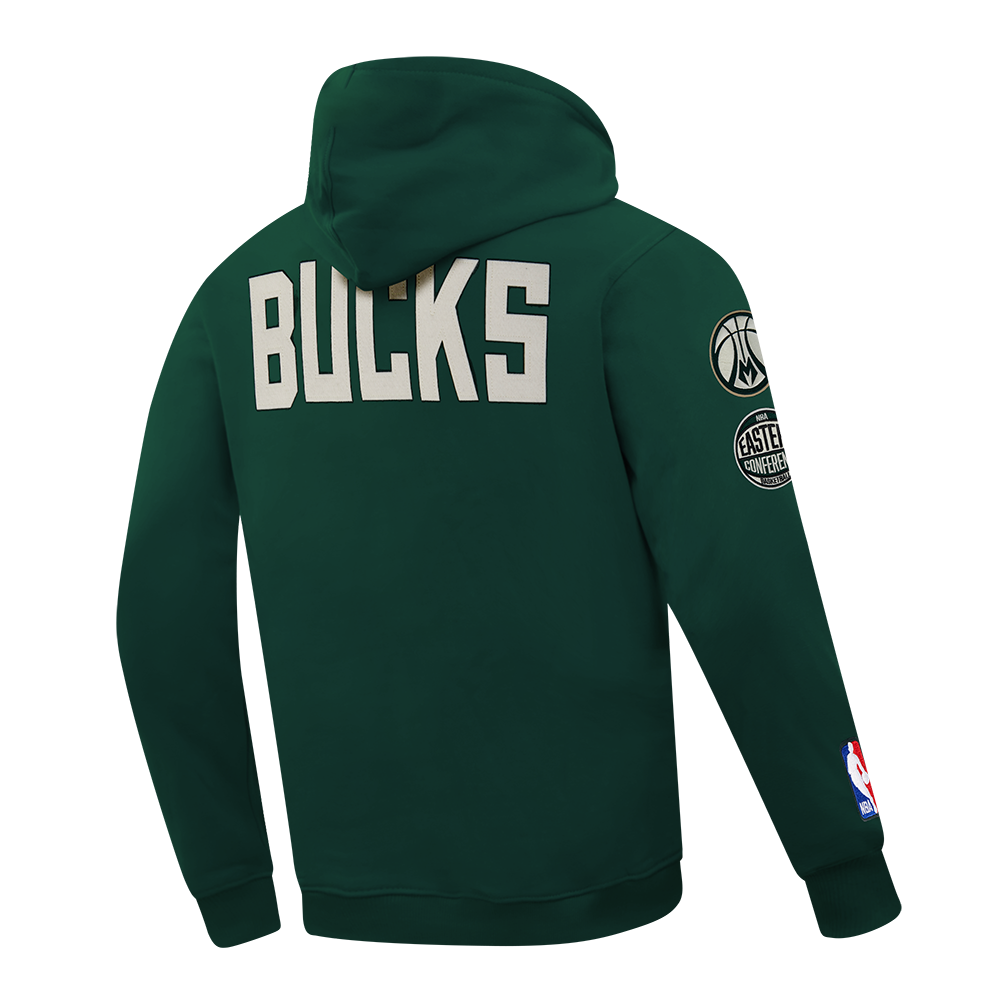 NBA MILWAUKEE BUCKS MODERN ORIGINALS MEN'S FLC PO HOODIE (FOREST GREEN)