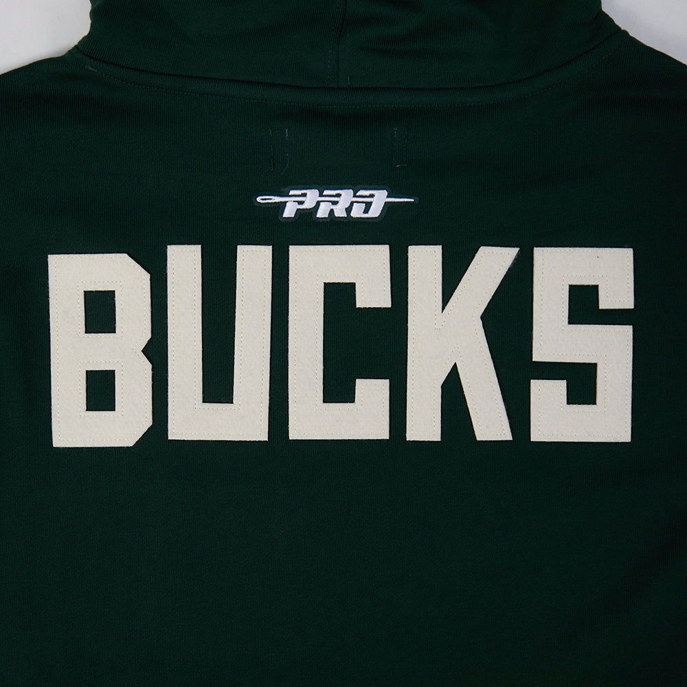 NBA MILWAUKEE BUCKS MODERN ORIGINALS MEN'S FLC PO HOODIE (FOREST GREEN)