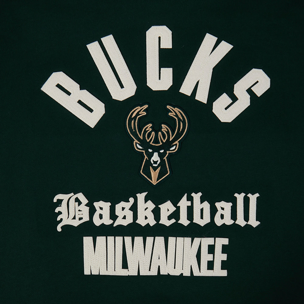 NBA MILWAUKEE BUCKS MODERN ORIGINALS MEN'S FLC PO HOODIE (FOREST GREEN)