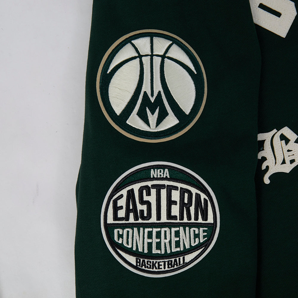 NBA MILWAUKEE BUCKS MODERN ORIGINALS MEN'S FLC PO HOODIE (FOREST GREEN)
