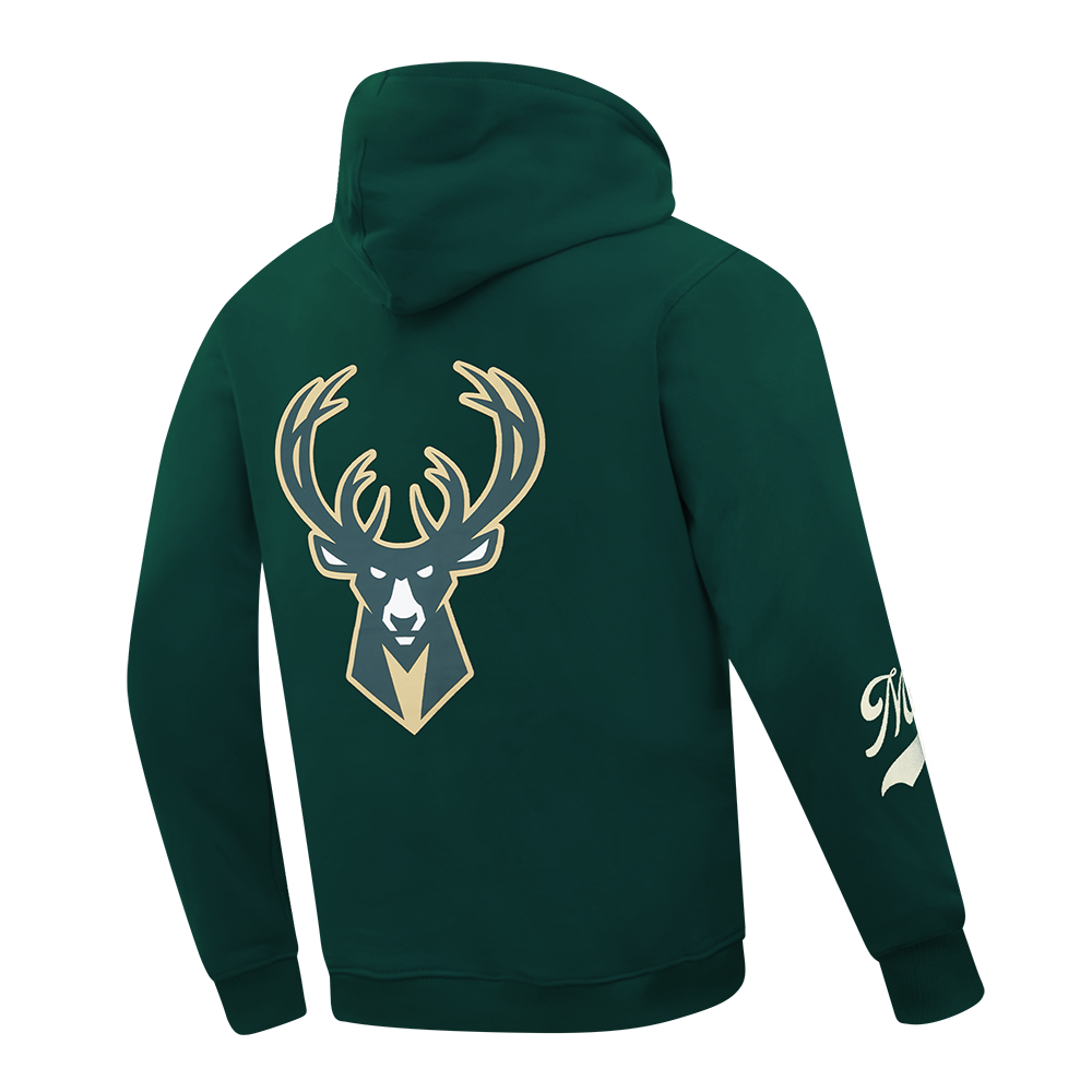 NBA MILWAUKEE BUCKS LIVING LARGE MEN'S DROP SHOULDER FLC PO HOODIE (FOREST GREEN)