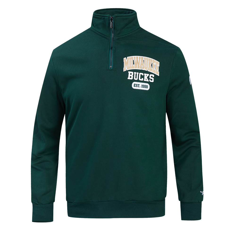 NBA MILWAUKEE BUCKS CITY ARCH MEN'S FLC 1/4 ZIP (FOREST GREEN)