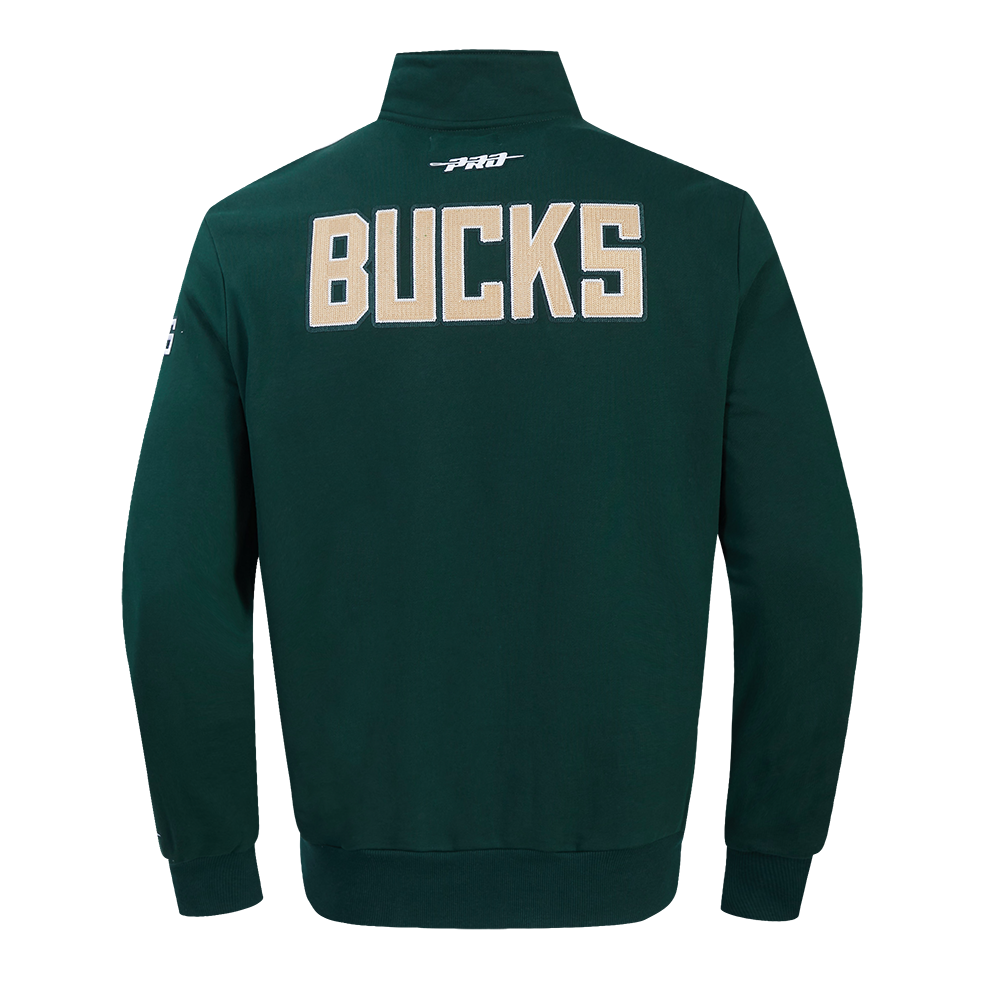 NBA MILWAUKEE BUCKS CITY ARCH MEN'S FLC 1/4 ZIP (FOREST GREEN)
