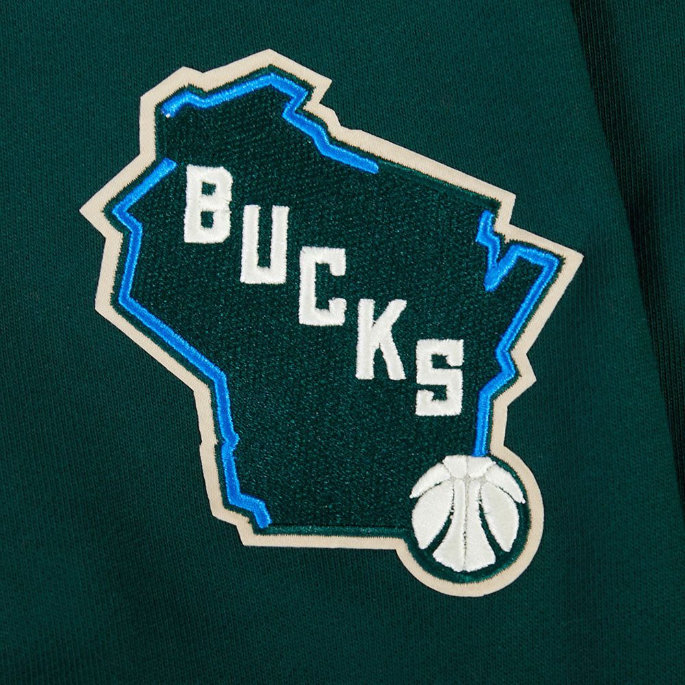 NBA MILWAUKEE BUCKS CITY ARCH MEN'S FLC 1/4 ZIP (FOREST GREEN)