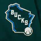 NBA MILWAUKEE BUCKS CITY ARCH MEN'S FLC 1/4 ZIP (FOREST GREEN)