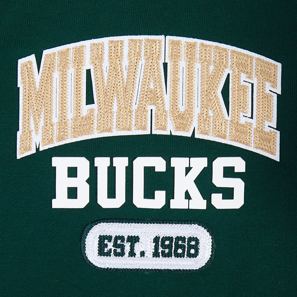 NBA MILWAUKEE BUCKS CITY ARCH MEN'S FLC 1/4 ZIP (FOREST GREEN)