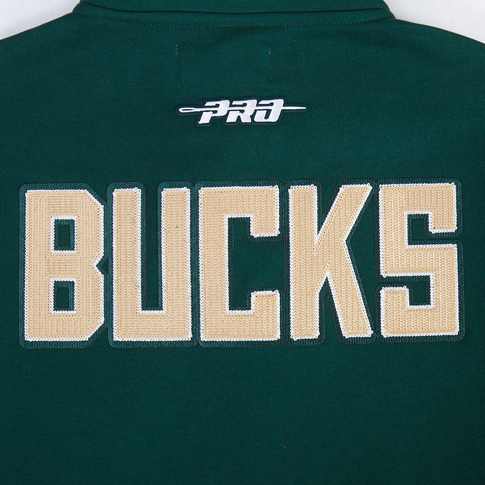 NBA MILWAUKEE BUCKS CITY ARCH MEN'S FLC 1/4 ZIP (FOREST GREEN)