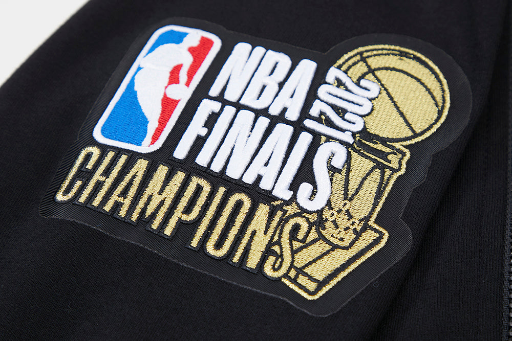 NBA MILWAUKEE BUCKS CLASSIC CHENILLE MEN'S FULL ZIP PULLOVER HOODIE (BLACK)
