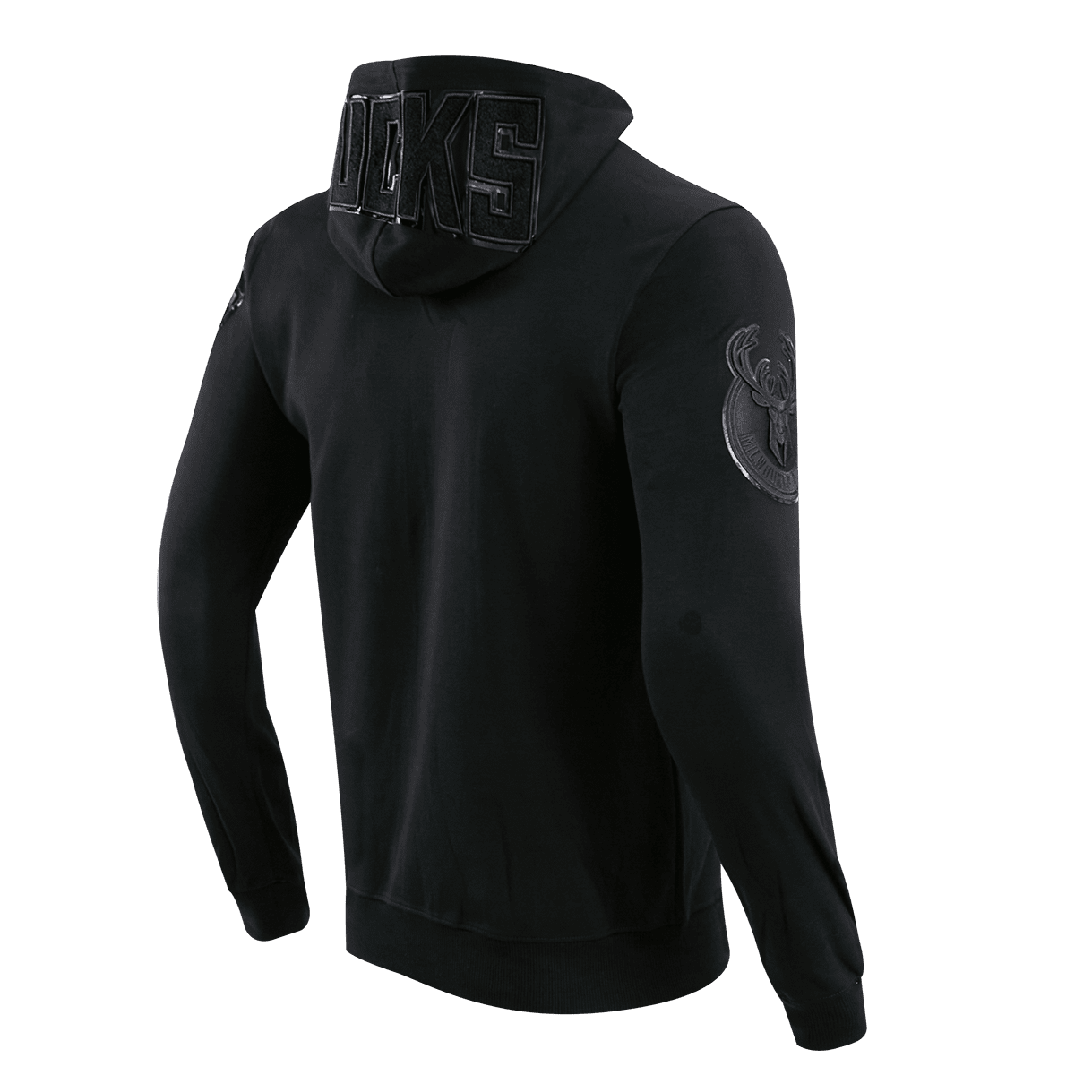 NBA MILWAUKEE BUCKS TRIPLE BLACK MEN'S FULL ZIP PULLOVER HOODIE (BLACK)