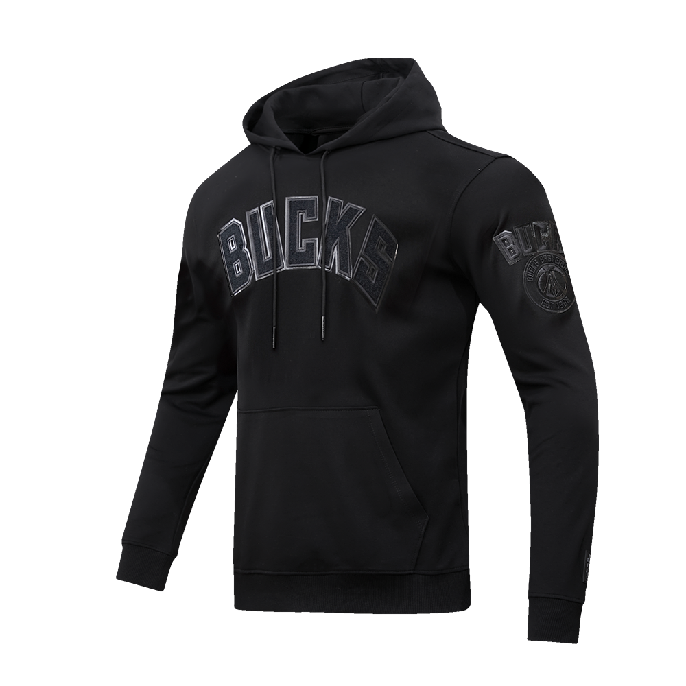 NBA MILWAUKEE BUCKS TRIPLE BLACK LOGO MEN'S PULLOVER HOODIE (BLACK)