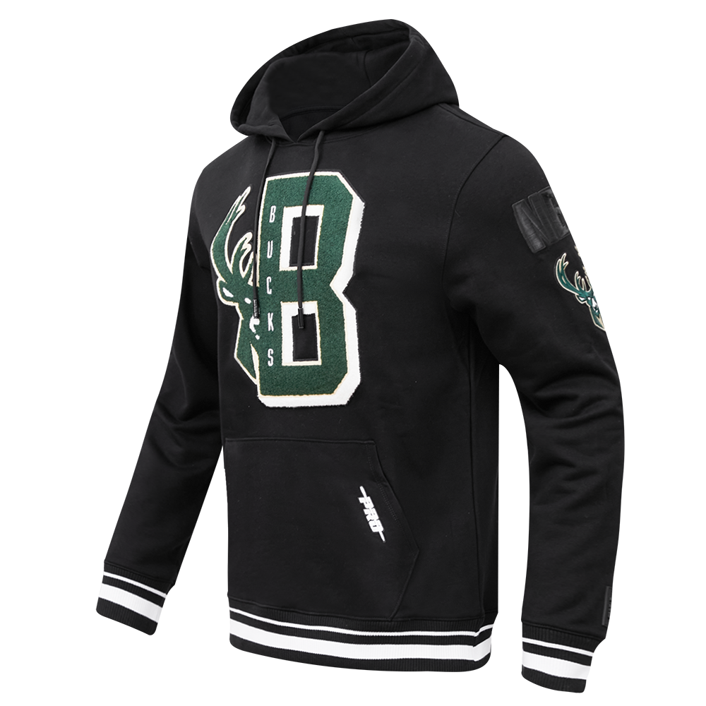NBA MILWAUKEE BUCKS MASHUP MEN'S RIB PO HOODIE (BLACK)