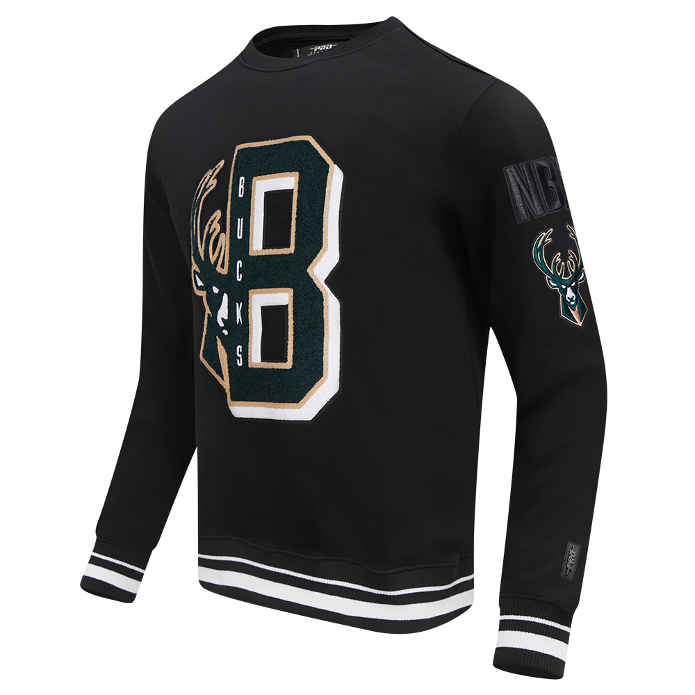 NBA MILWAUKEE BUCKS MASHUP MEN'S RIB CREWNECK (BLACK)