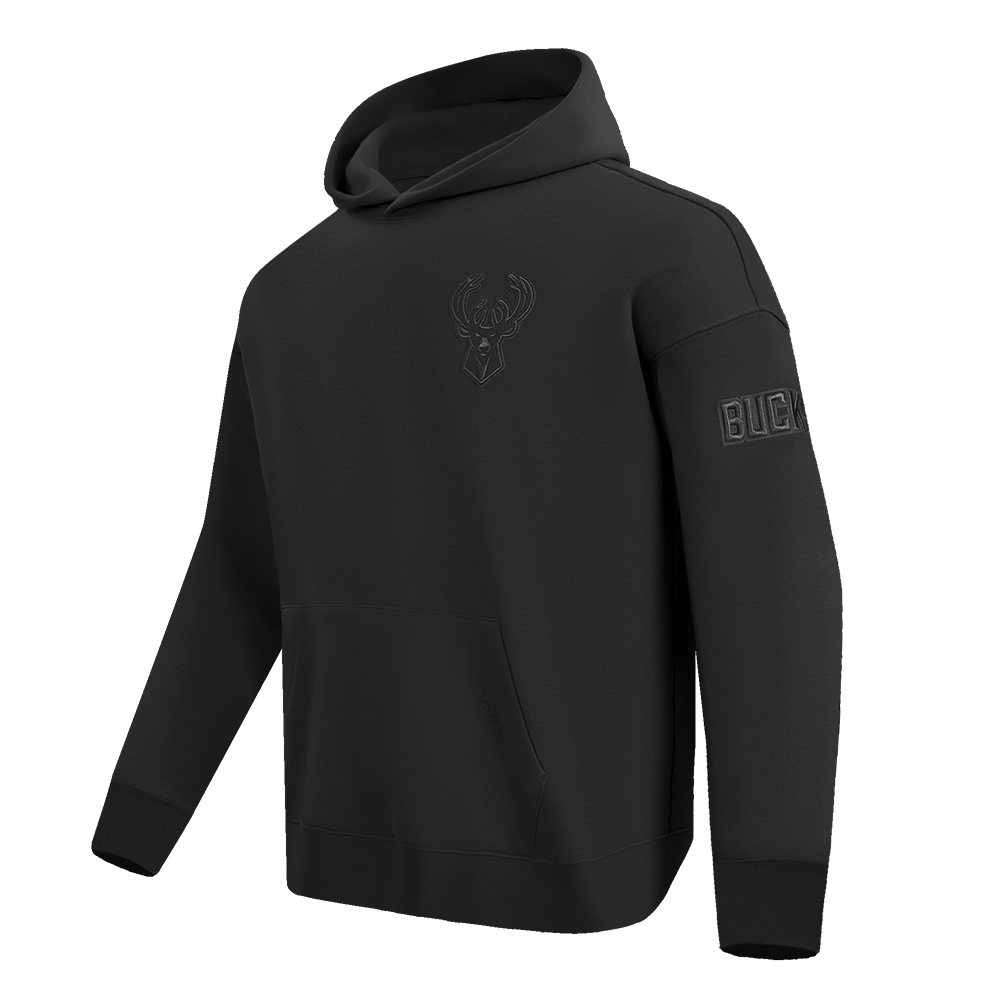 NBA MILWAUKEE BUCKS NEUTRAL MEN'S DROP SHOULDER PULLOVER HOODIE (BLACK)