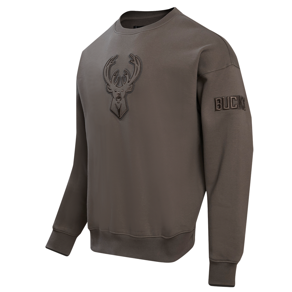 NBA MILWAUKEE BUCKS NEUTRAL DROP SHOULDER MEN'S CREWNECK (DARK TAUPE)