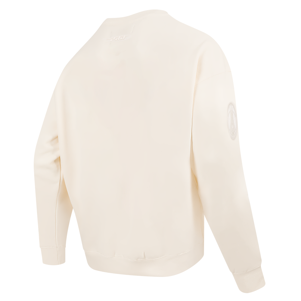 NBA MILWAUKEE BUCKS NEUTRAL MEN'S DROP SHOULDER FLC CREWNECK (EGGSHELL)