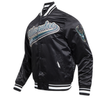 NBA MILWAUKEE BUCKS SCRIPT TAIL MEN'S SATIN JACKET (BLACK)