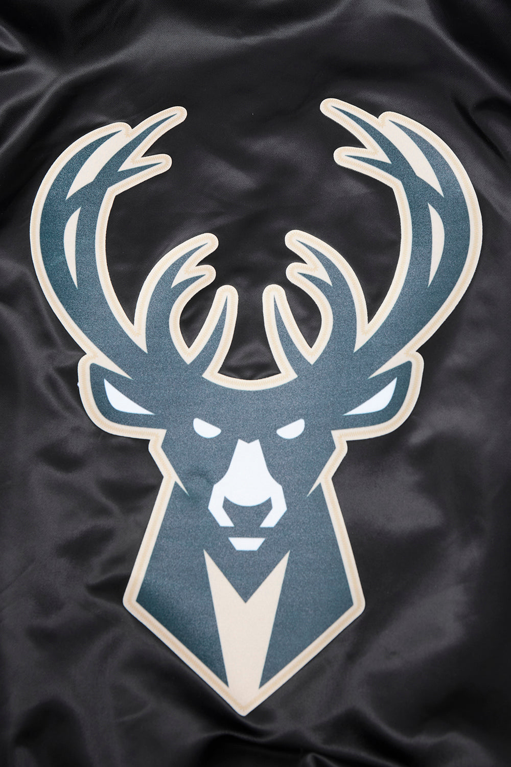 NBA MILWAUKEE BUCKS SCRIPT TAIL MEN'S SATIN JACKET (BLACK)