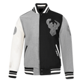 NBA MILWAUKEE BUCKS REVERSE FRENCH TERRY MEN'S VARSITY JACKET (BLACK/GRAY/EGGSHELL)