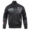 NBA MILWAUKEE BUCKS SOUVENIR BLOUSON EN SATIN POUR HOMME (NOIR)