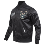 NBA MILWAUKEE BUCKS SOUVENIR BLOUSON EN SATIN POUR HOMME (NOIR)