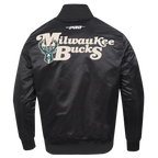 NBA MILWAUKEE BUCKS SOUVENIR BLOUSON EN SATIN POUR HOMME (NOIR)
