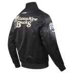 NBA MILWAUKEE BUCKS SOUVENIR BLOUSON EN SATIN POUR HOMME (NOIR)