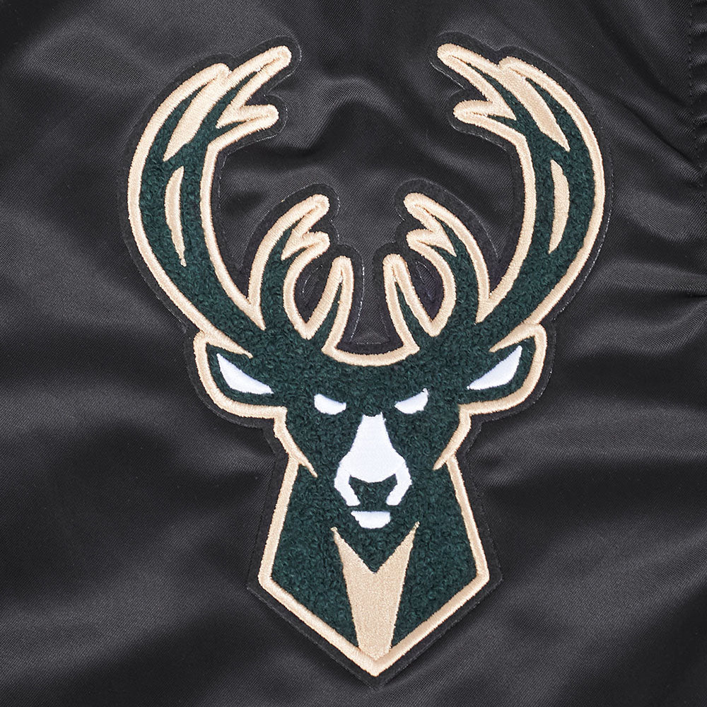 NBA MILWAUKEE BUCKS SOUVENIR BLOUSON EN SATIN POUR HOMME (NOIR)