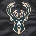 NBA MILWAUKEE BUCKS SOUVENIR BLOUSON EN SATIN POUR HOMME (NOIR)