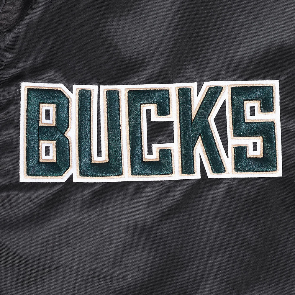 NBA MILWAUKEE BUCKS SOUVENIR BLOUSON EN SATIN POUR HOMME (NOIR)