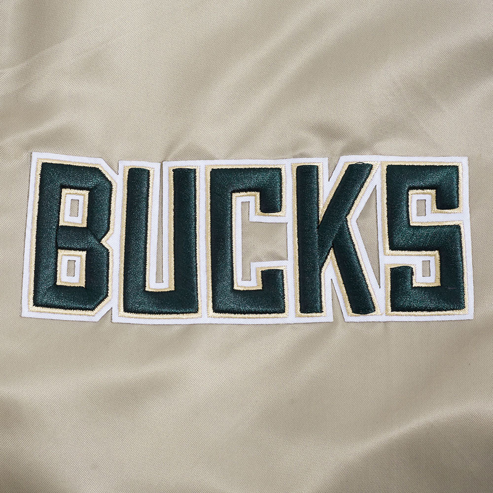 NBA MILWAUKEE BUCKS SOUVENIR BLOUSON EN SATIN POUR HOMME (TAUPE)
