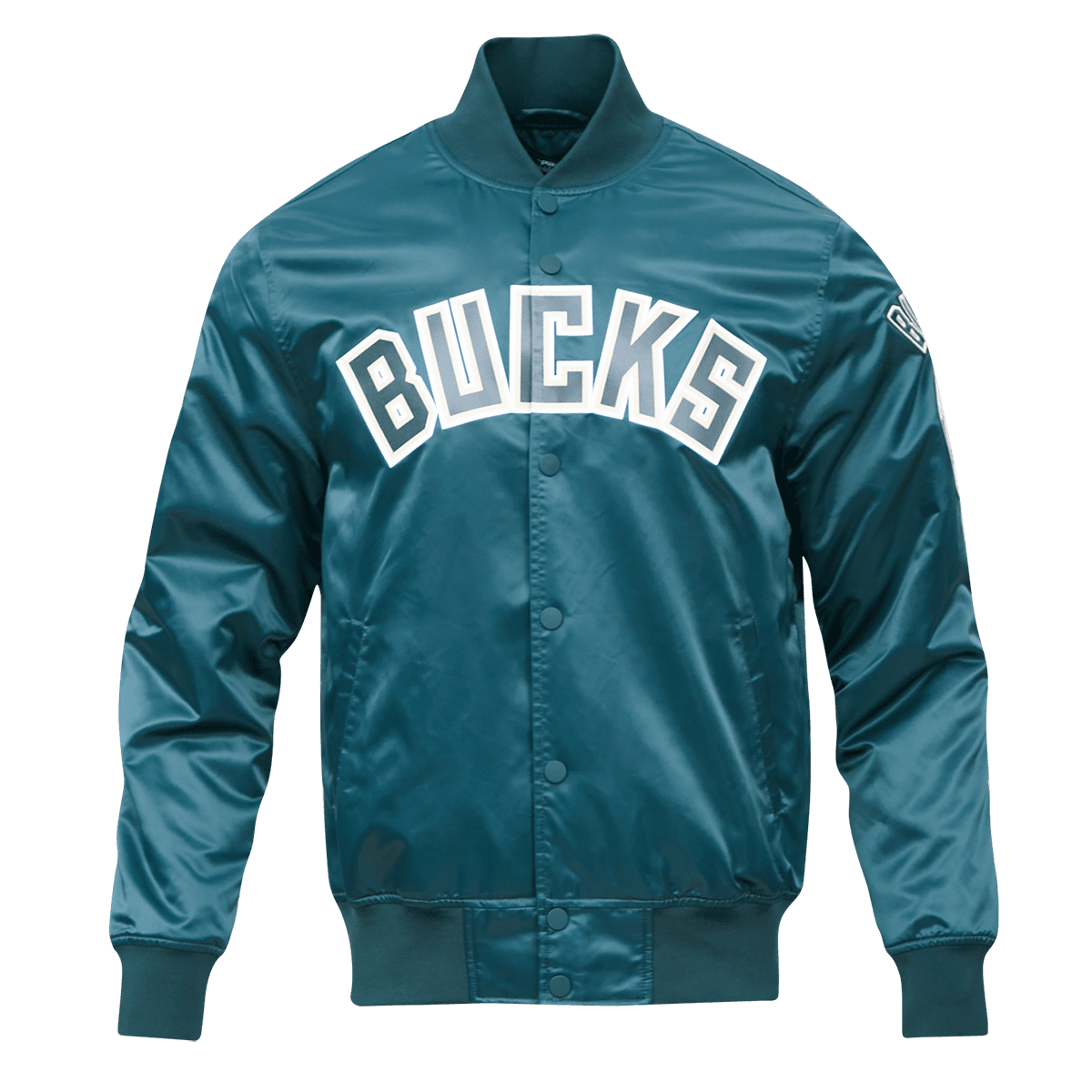 Veste en satin NBA Milwaukee Bucks pour homme avec grand logo (pour)