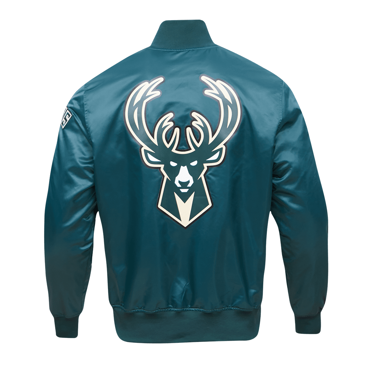Veste en satin NBA Milwaukee Bucks pour homme avec grand logo (pour)